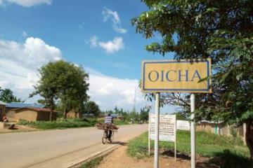 Entrée Sud d’Oicha, dans le territoire de Beni (Nord-Kivu).
