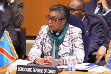 La Première ministre de la RDC intervenant au sommet de l'UA à Addis Abeba. Photo droits tiers