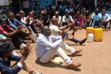Une vue des enseignants en sit-in à Bukavu. 