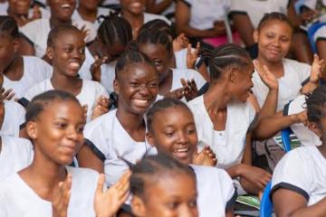 Les élèves du Lycée Bolingani lors d'une conférence débat. Photo droits tiers 