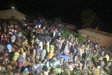 Une vue des civils réfugiés à la base de la Monusco à la suite des violents affrontements à Gina. Photo Droits tiers
