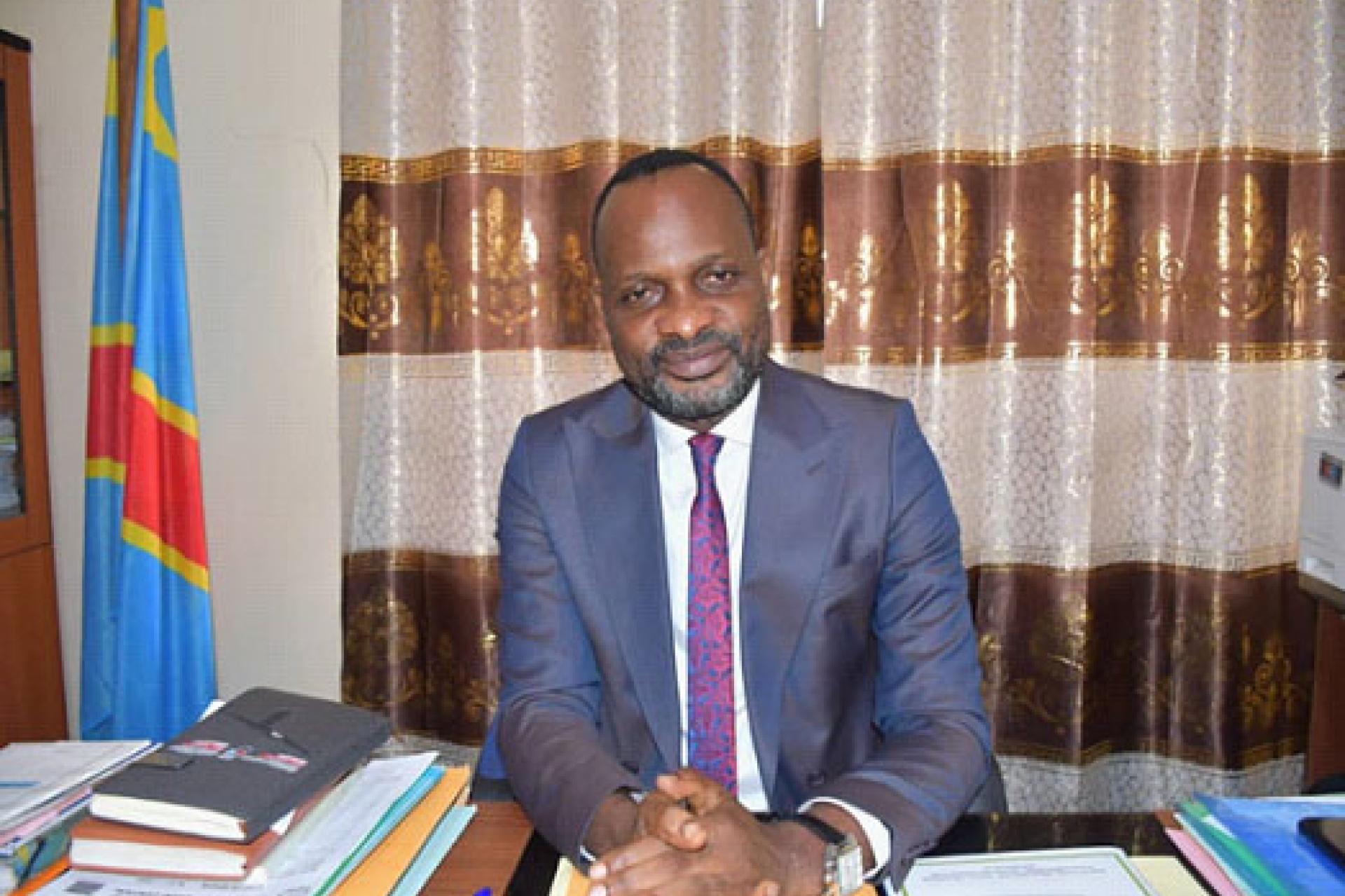 Pierrot Mutela, ministre provincial de la communication et Médias. Photo droits tiers