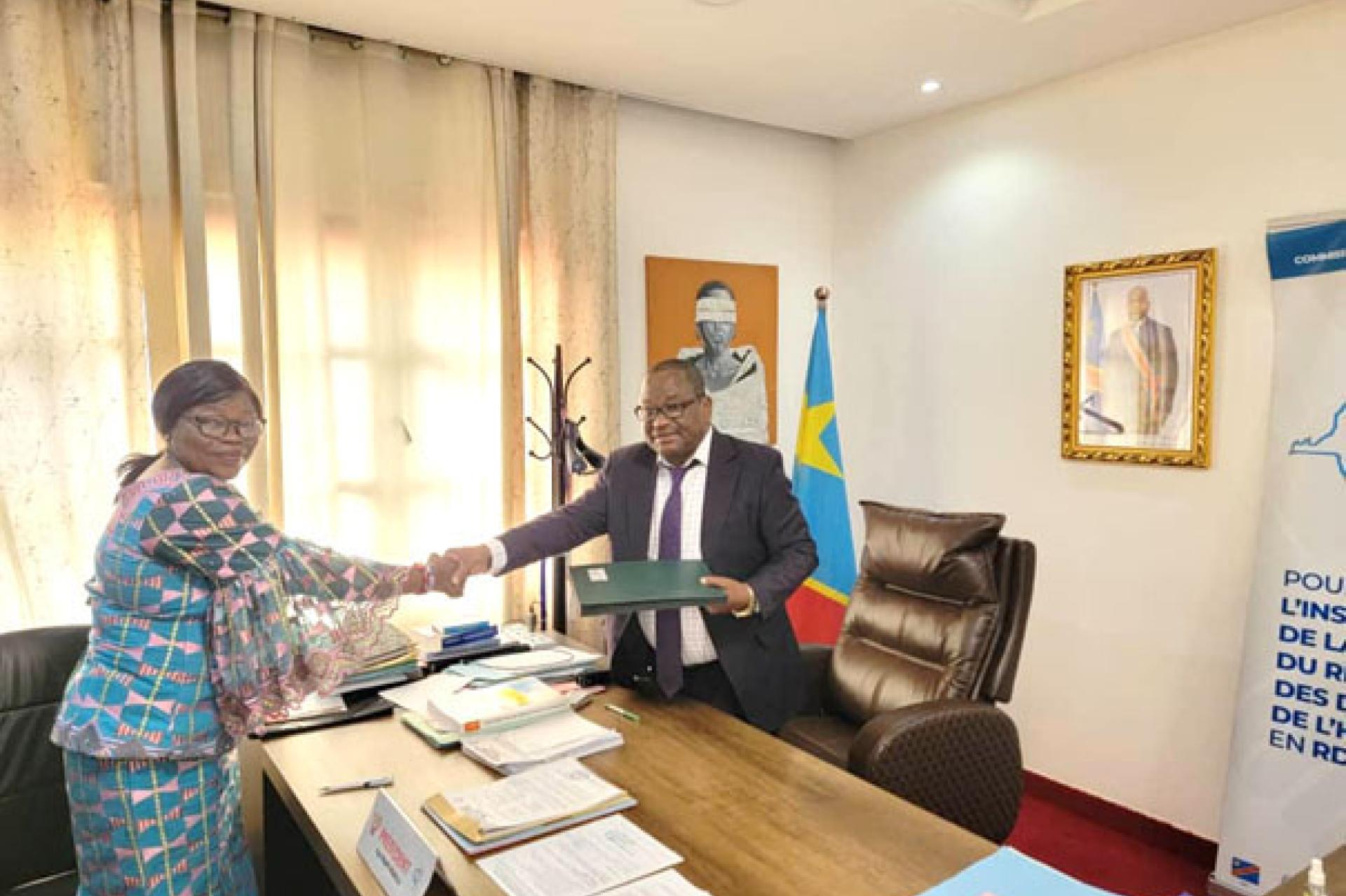 La Directrice exécutive du Cafco et le Président du CNDH.