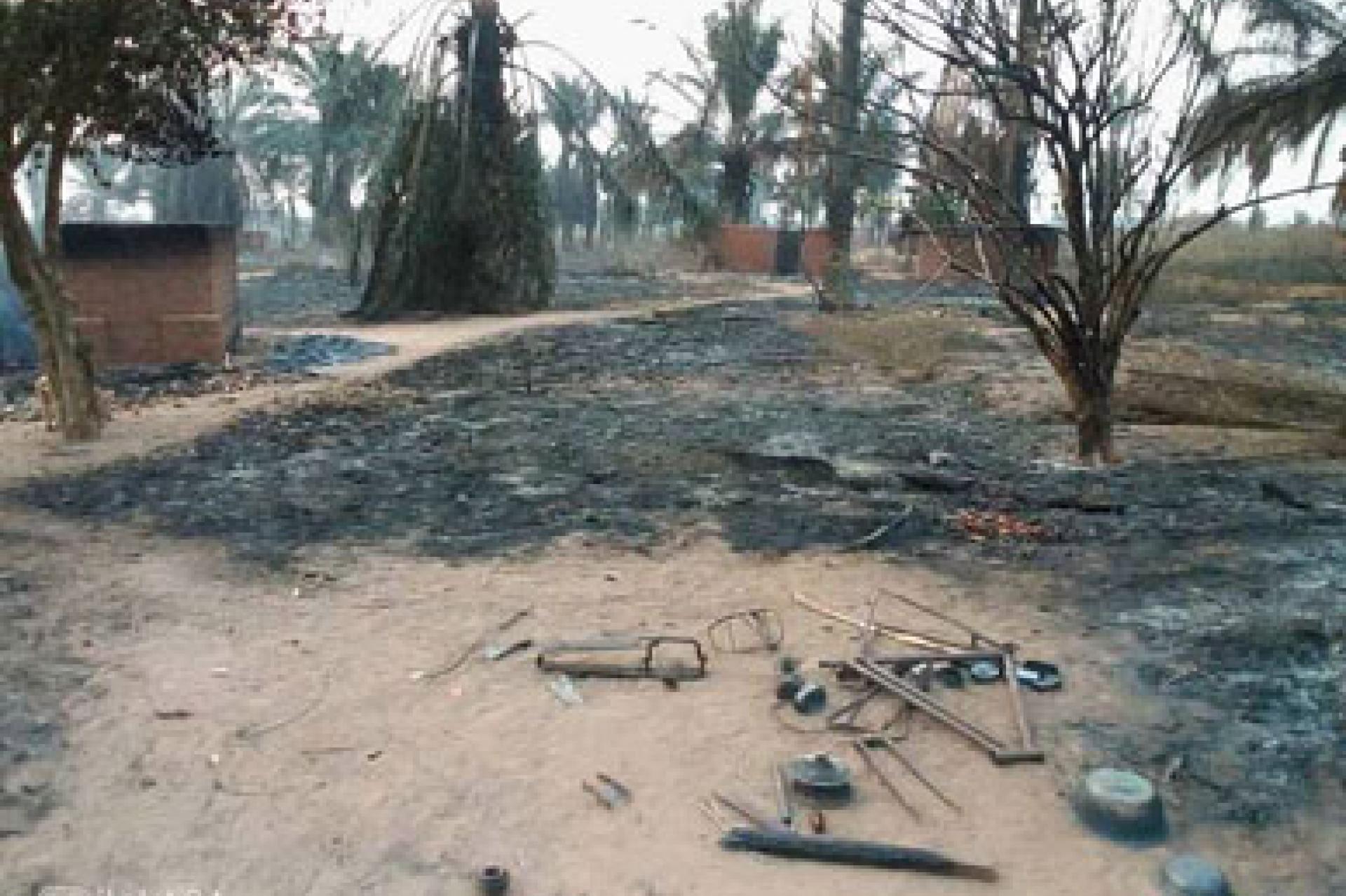 Un feu de brousse qui a ravagé une dizaine de maisons dans le territoire Dibaya en 2024. Photo droits tiers
