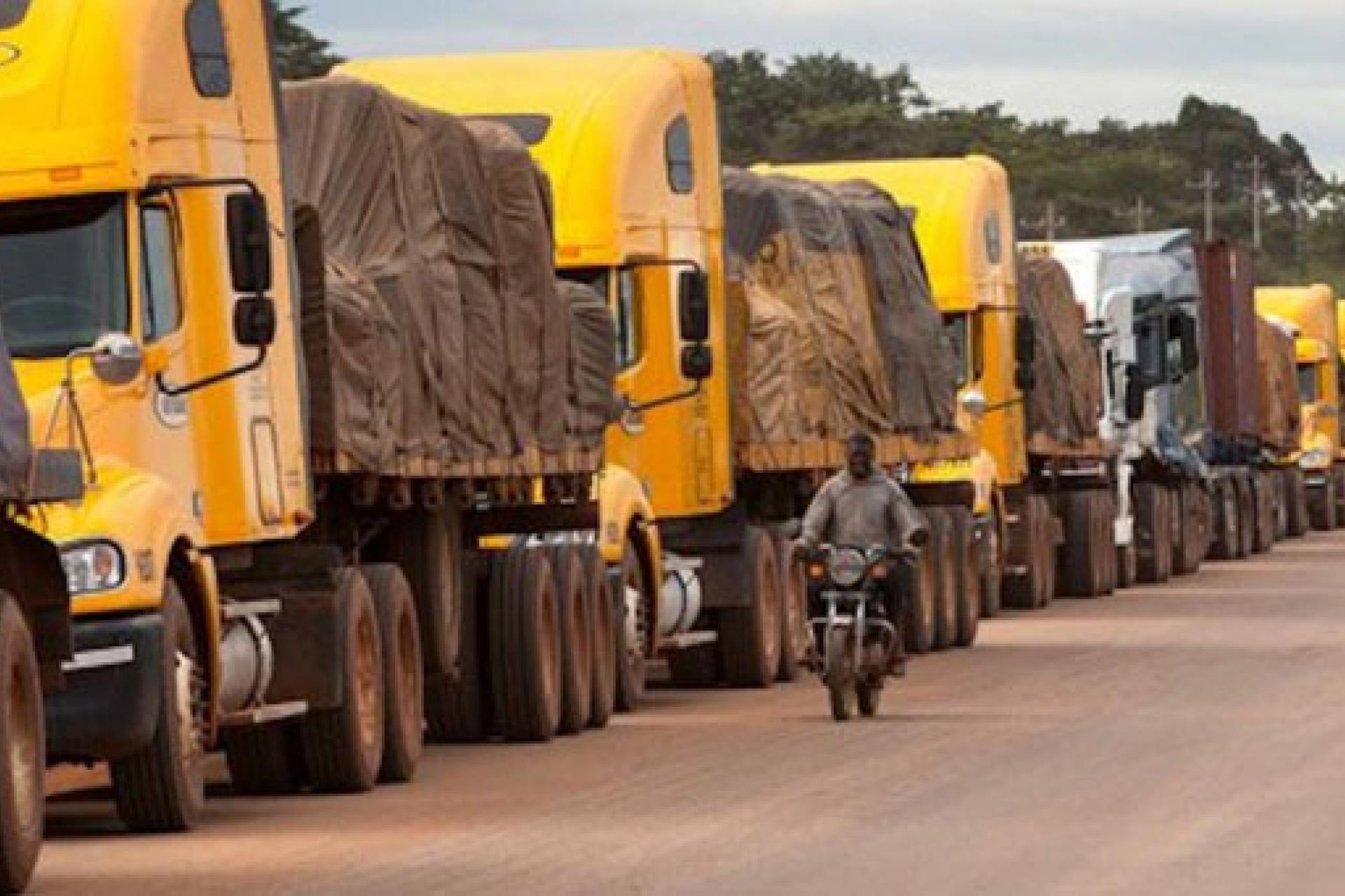 Une vue des camions poids lourds.