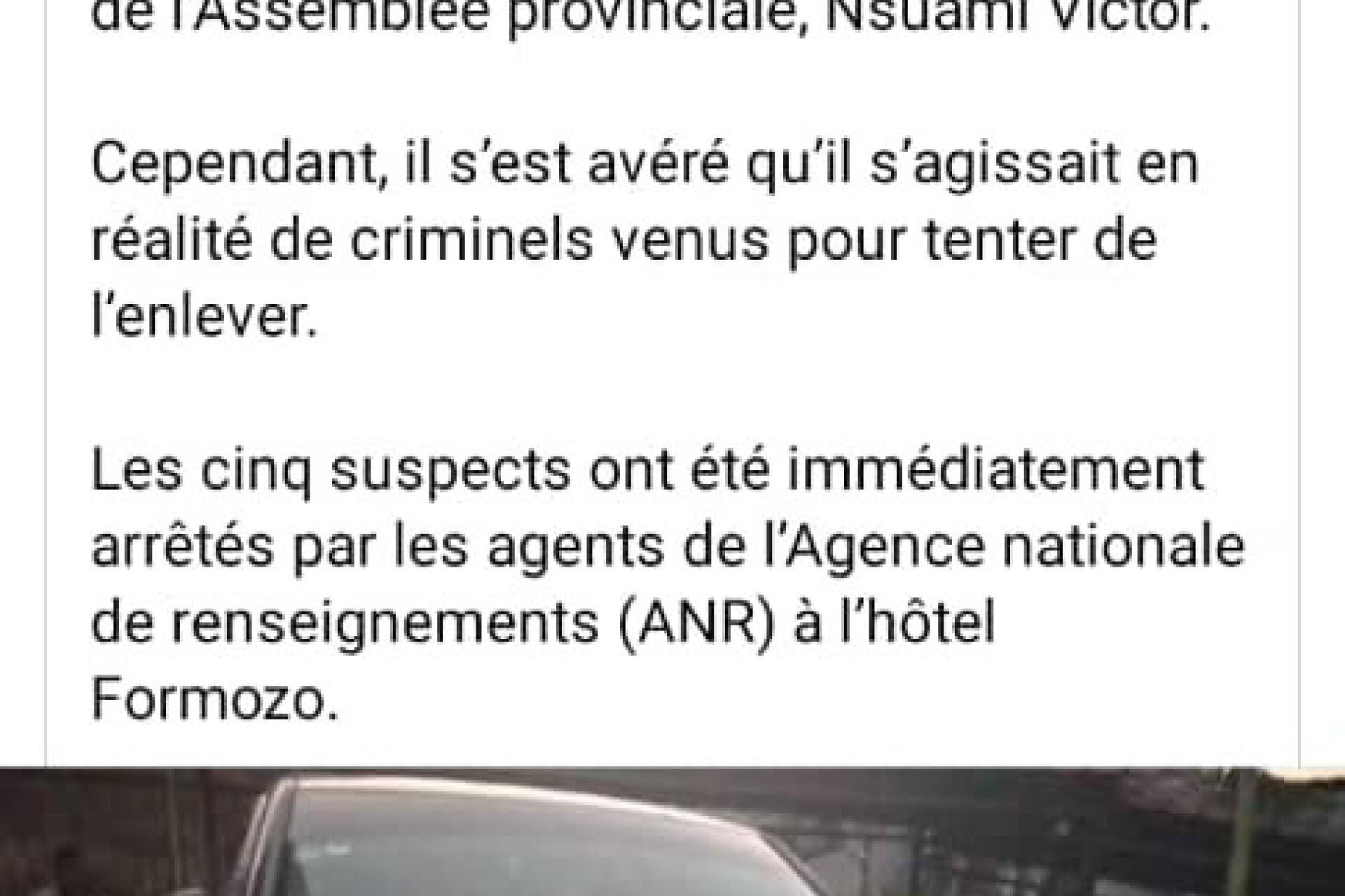 Voici la jeep devant servir à l'enlèvement de Victor Nsuami. Photo Droits tiers