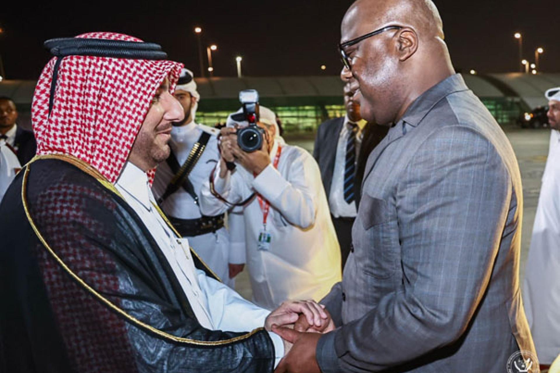 Le Président Félix Tshisekedi accueilli chaleureusement au Qatar, dès sa descente de l'avion. Photo cellcom présidence
